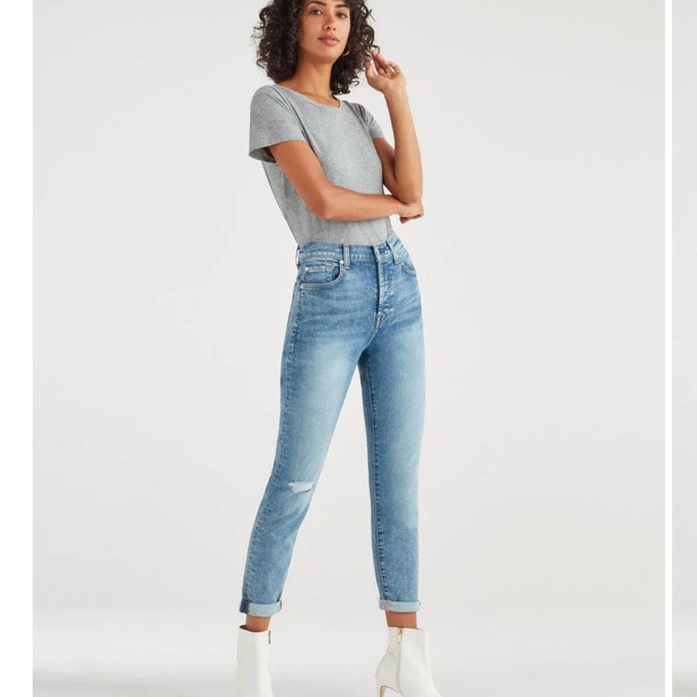 7 For All Mankind Blue Boyfriend Jeans with Relaxed Fit